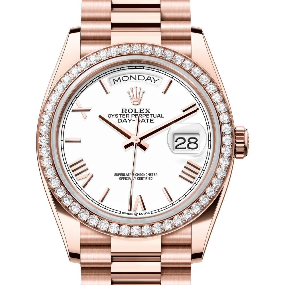 Rolex Day-Date 36 Oyster, 36 mm, Everose gold and diamonds Reference 128345RBR