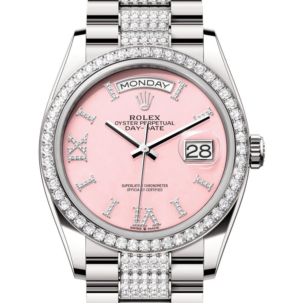 Rolex Day-Date 36 Oyster, 36 mm, white gold and diamonds Reference 128349RBR