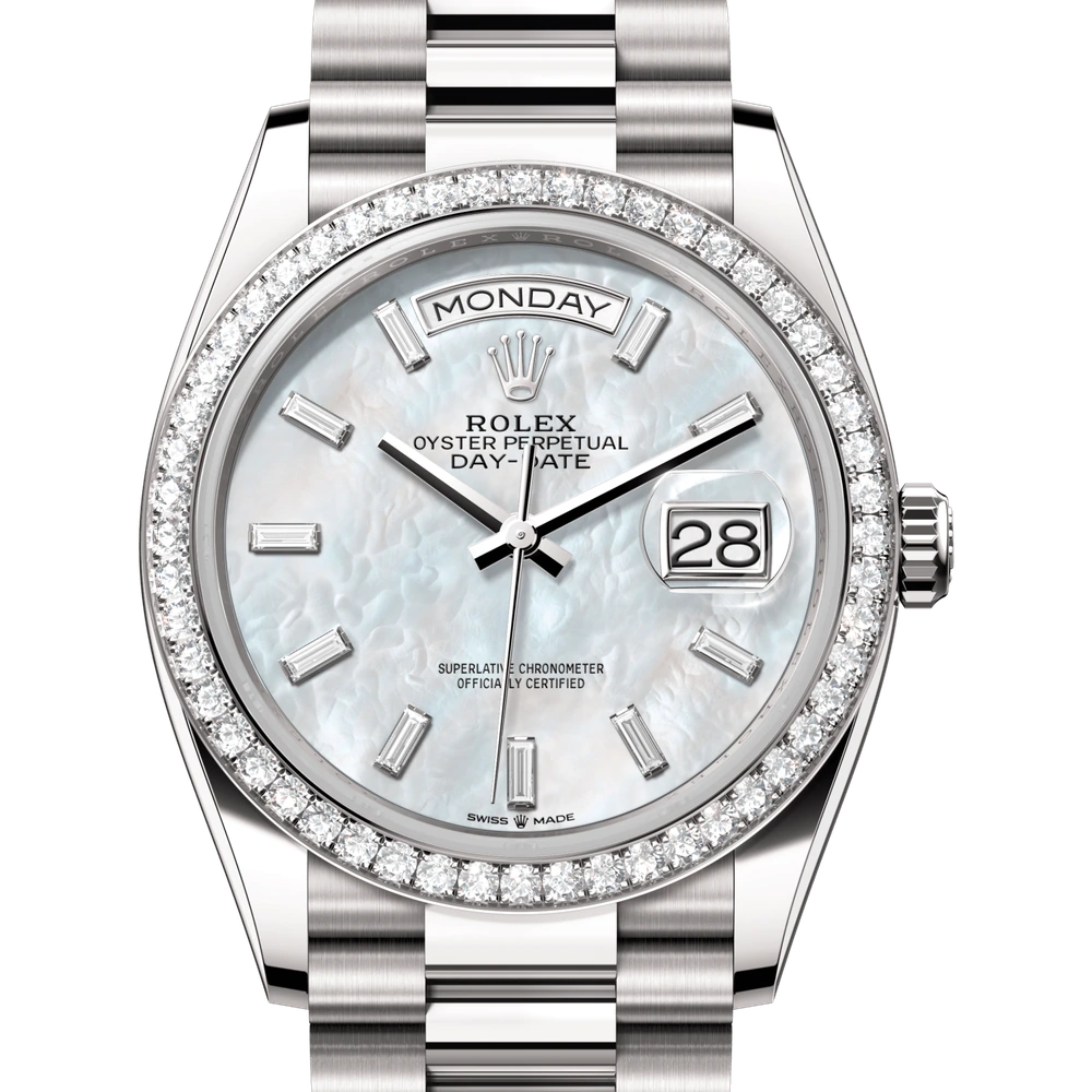 Rolex Day-Date 36 Oyster, 36 mm, white gold and diamonds Reference 128349RBR