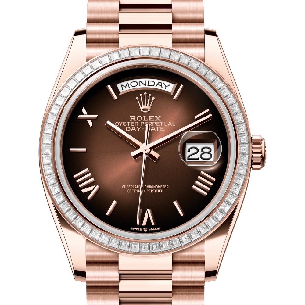 Rolex Day-Date 36 Oyster, 36 mm, Everose gold and diamonds Reference 128395TBR