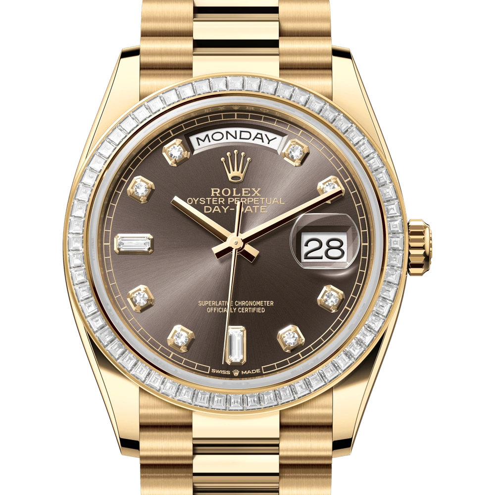 Rolex Day-Date 36 Oyster, 36 mm, yellow gold and diamonds Reference 128398TBR