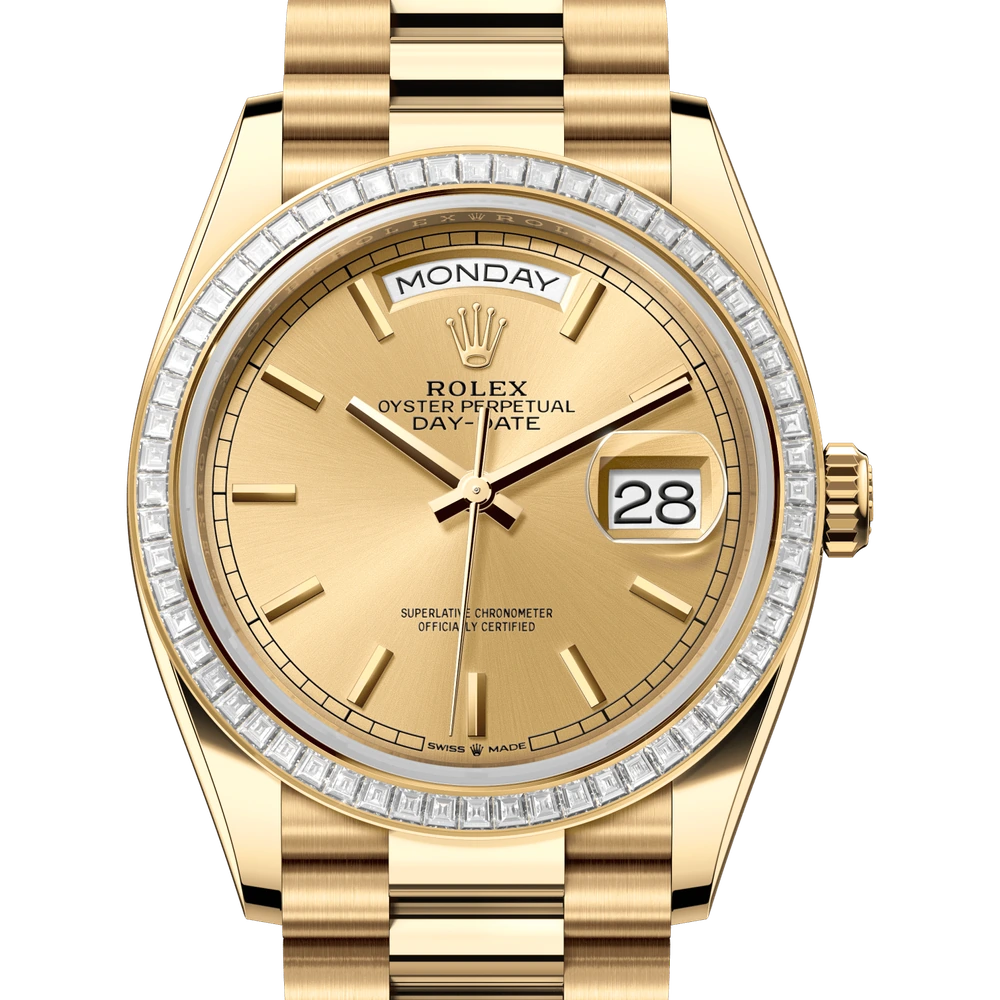 Rolex Day-Date 36 Oyster, 36 mm, yellow gold and diamonds Reference 128398TBR