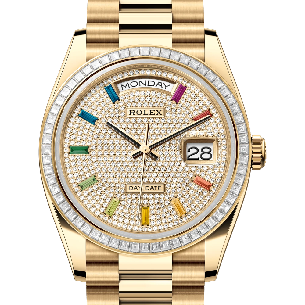 Rolex Day-Date 36 Oyster, 36 mm, yellow gold and diamonds Reference 128398TBR