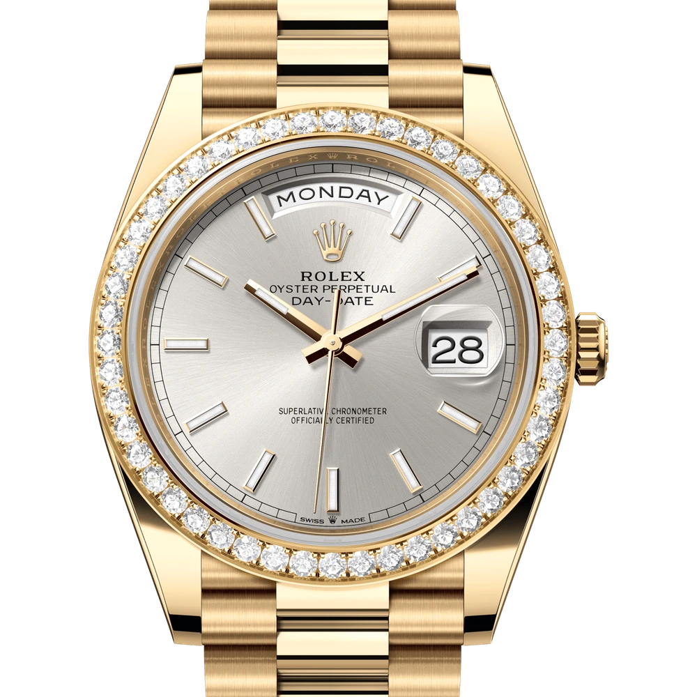Rolex Day-Date 40 Oyster, 40 mm, yellow gold and diamonds Reference 228348RBR
