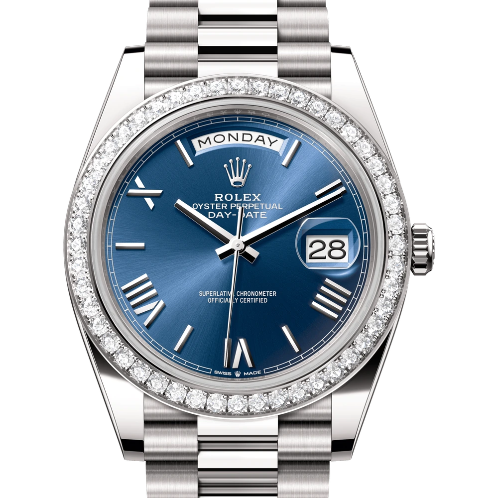 Rolex Day-Date 40 Oyster, 40 mm, white gold and diamonds Reference 228349RBR