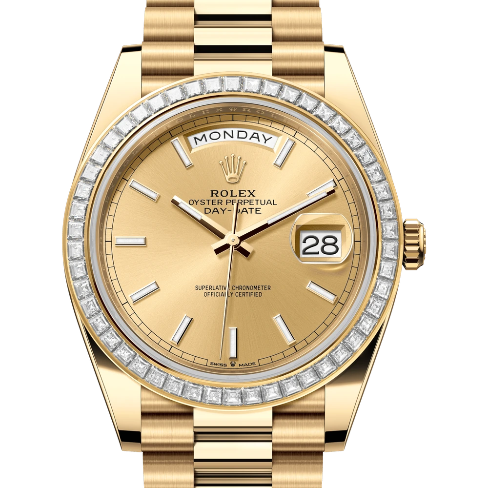Rolex Day-Date 40 Oyster, 40 mm, yellow gold and diamonds Reference 228398TBR