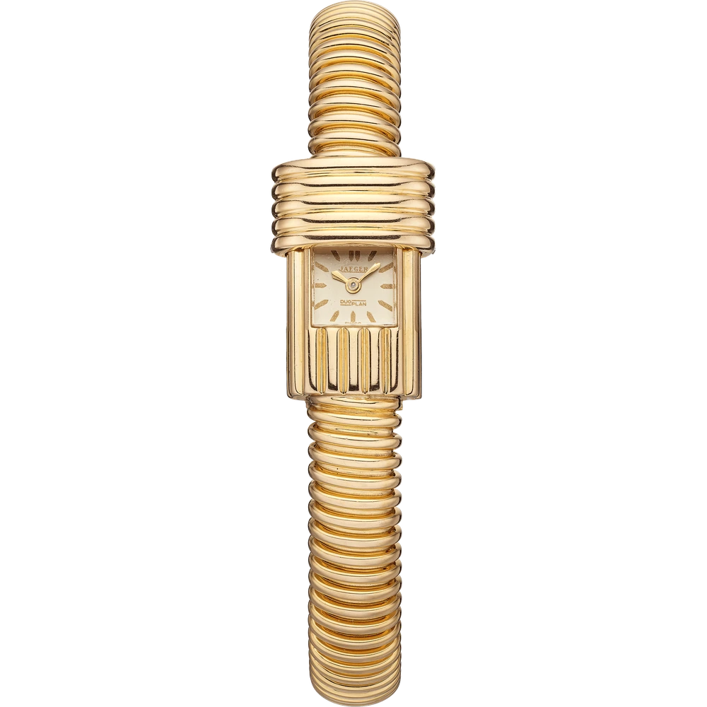 Jaeger-LeCoultre Duoplan 'Tubogas' Coulissante, Yellow gold, Black