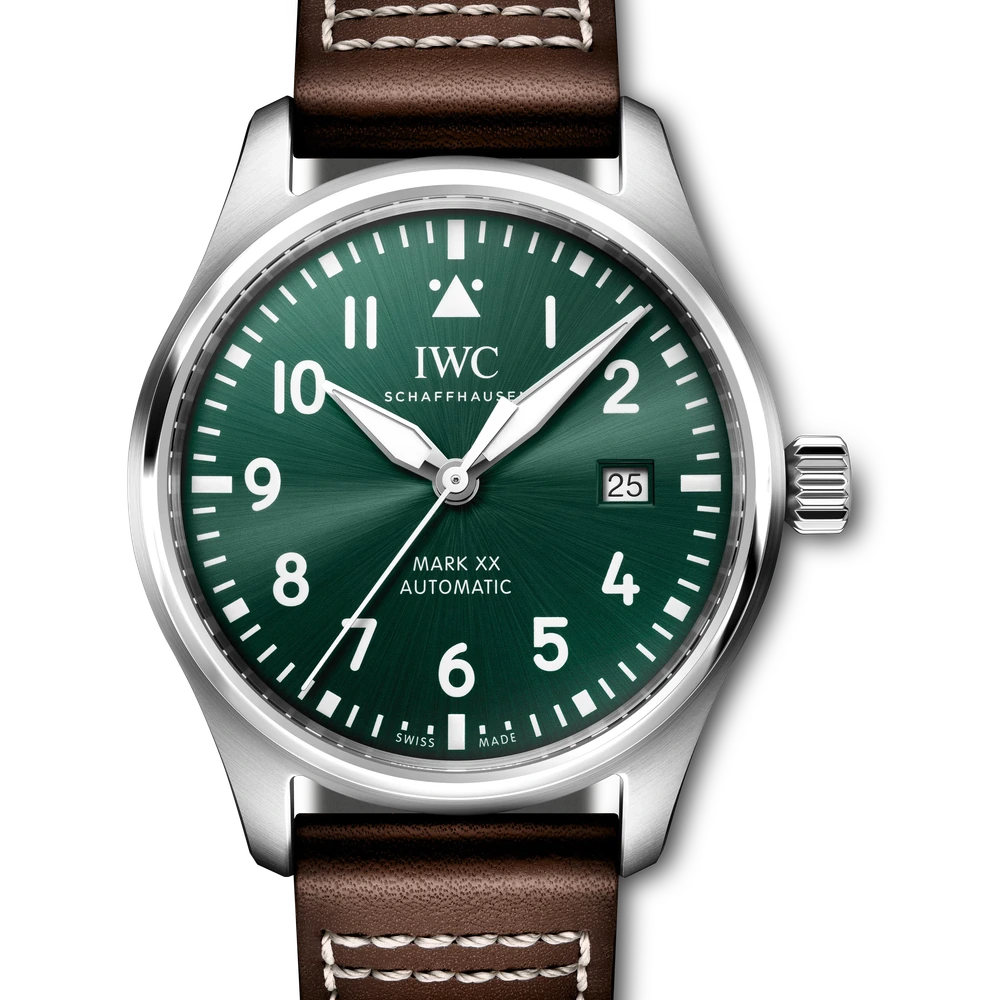 IWC Pilot's Watch Mark XX, Stainless steel, green dial