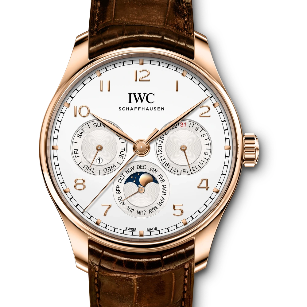 IWC Portugieser Perpetual Calendar 42, 18 ct 5N gold, silver plated dial