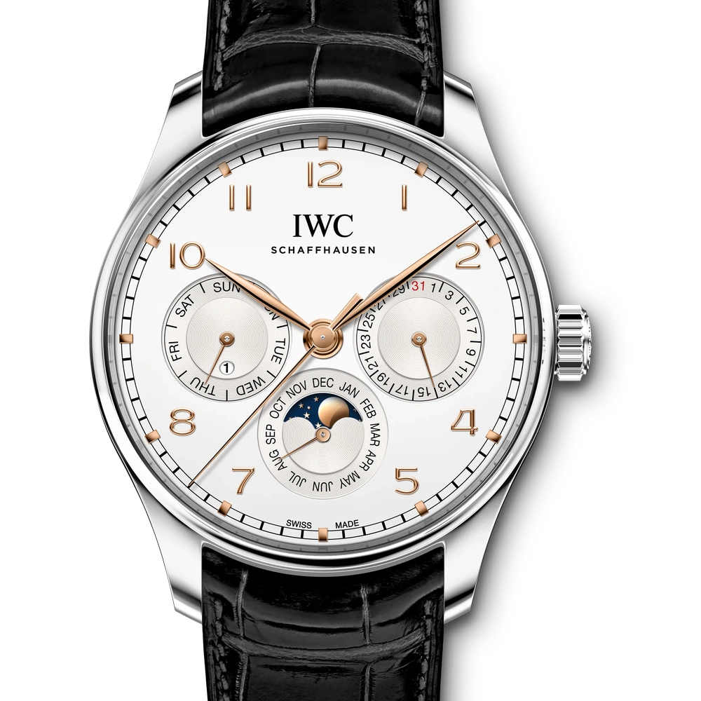 IWC Portugieser Perpetual Calendar 42, Stainless steel, silver plated dial