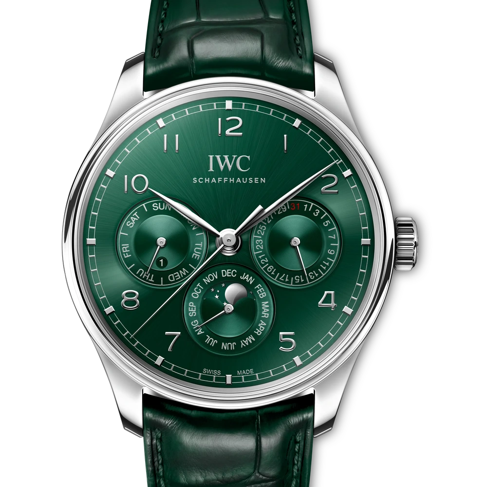 IWC Portugieser Perpetual Calendar 42, Stainless steel, green dial