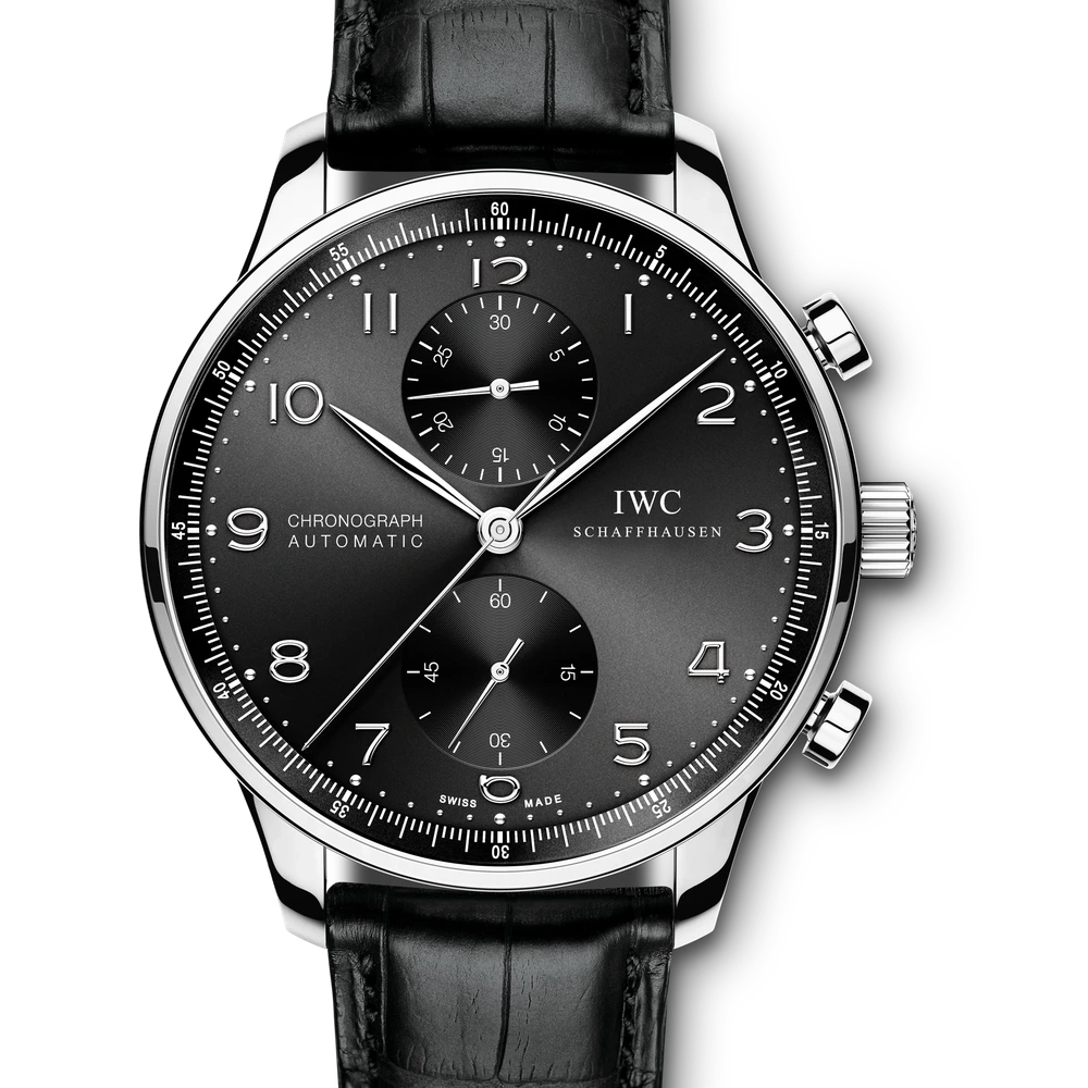 IWC Portugieser Chronograph, Stainless steel, black dial