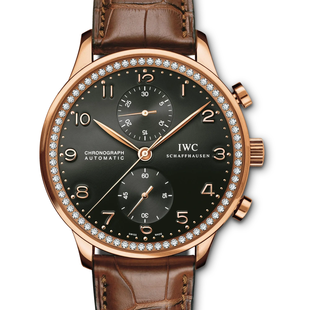IWC Portugieser Chronograph, 18 ct 5N gold, black dial