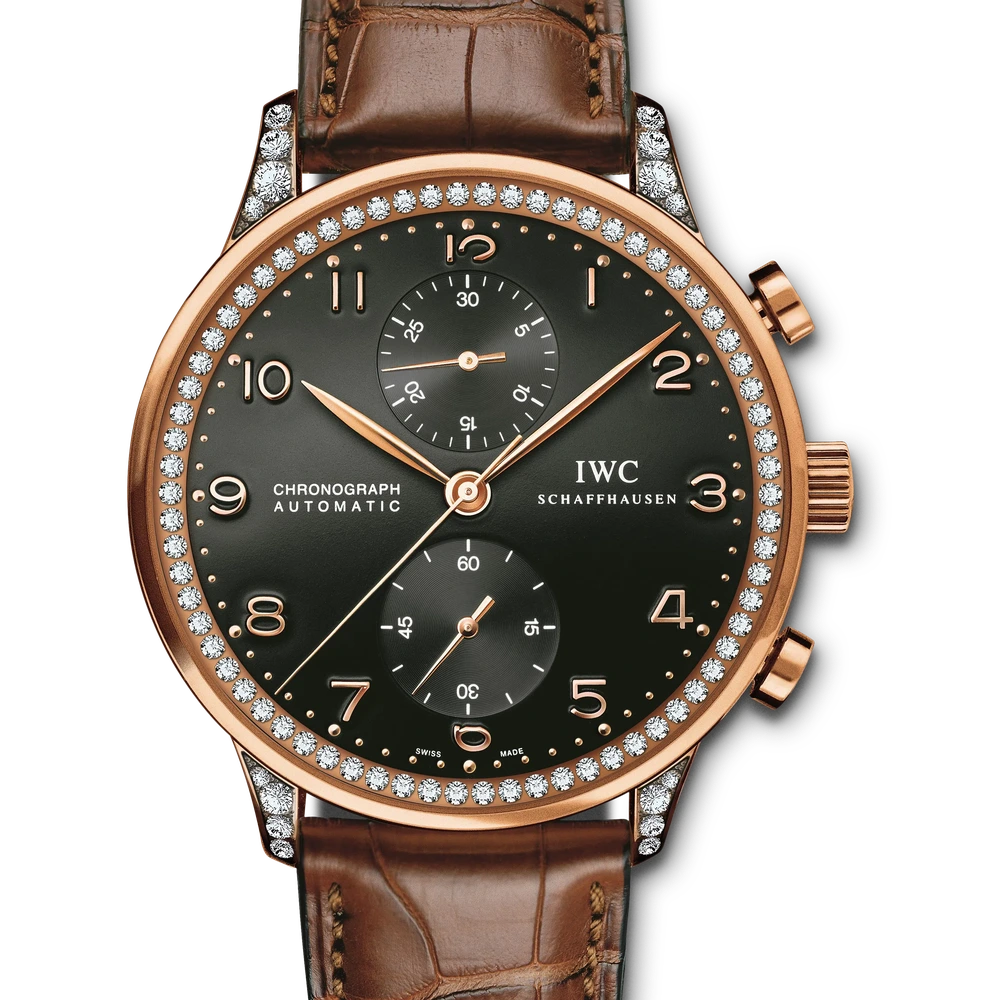 IWC Portugieser Chronograph, 18 ct 5N gold, black dial