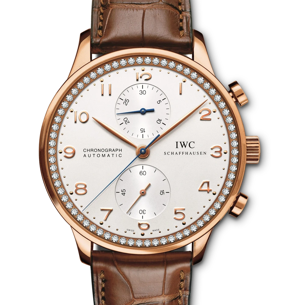 IWC Portugieser Chronograph, 18 ct 5N gold, silver dial