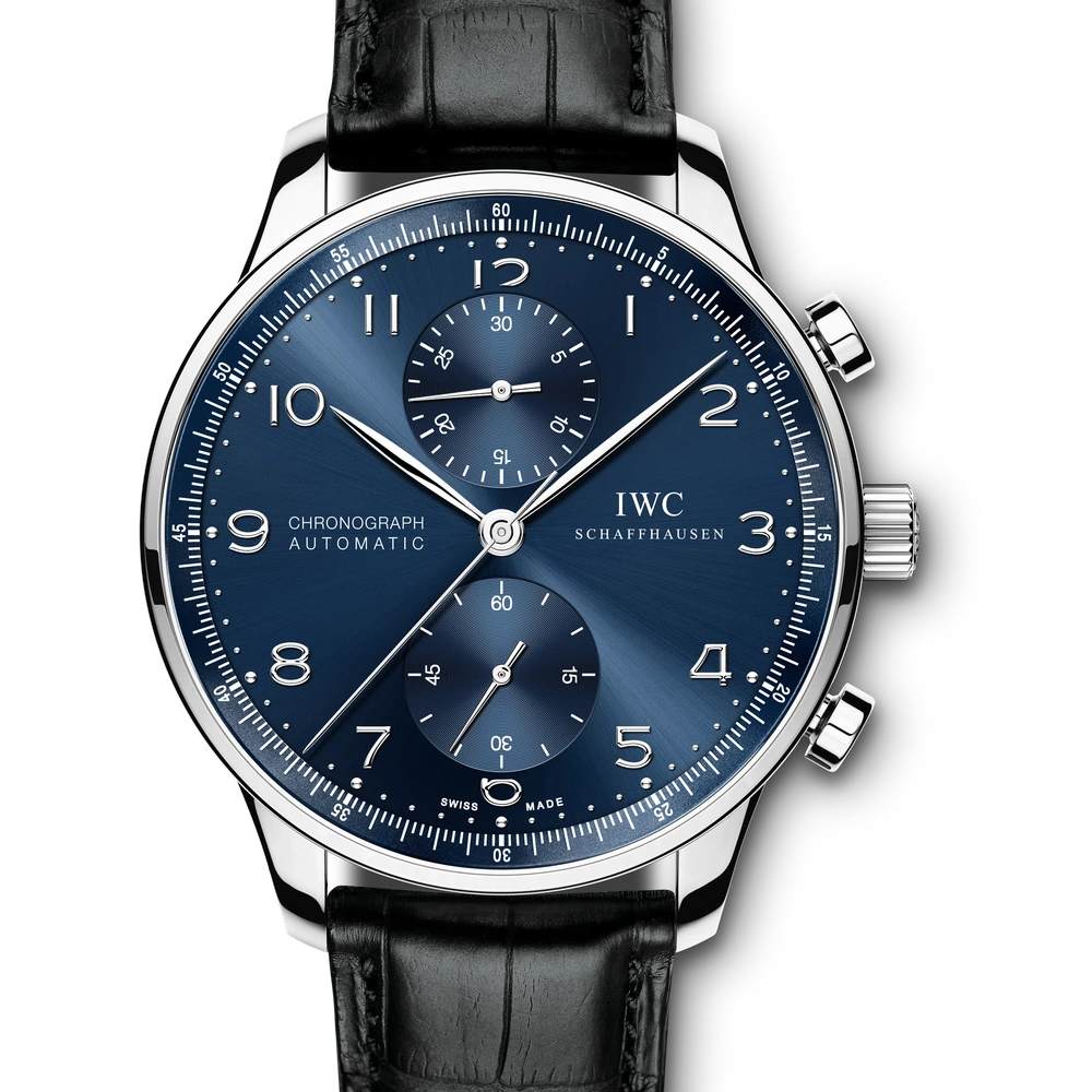IWC Portugieser Chronograph, Stainless steel, blue dial