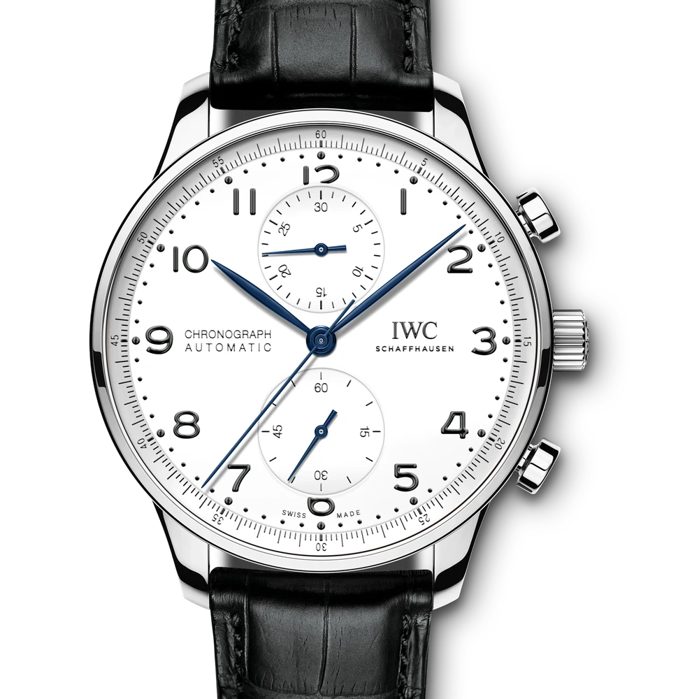 IWC Portugieser Chronograph Edition "150 Years", Stainless steel, white dial