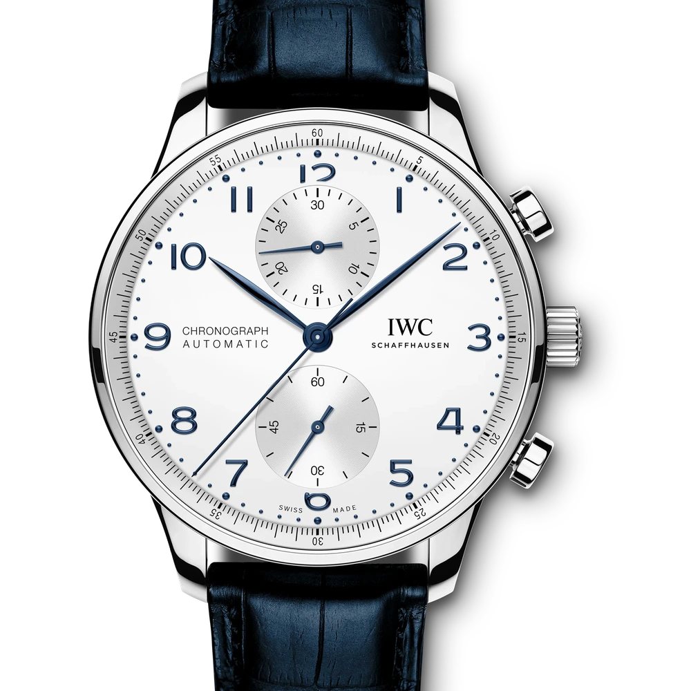 IWC Portugieser Chronograph, Stainless steel, silver plated dial