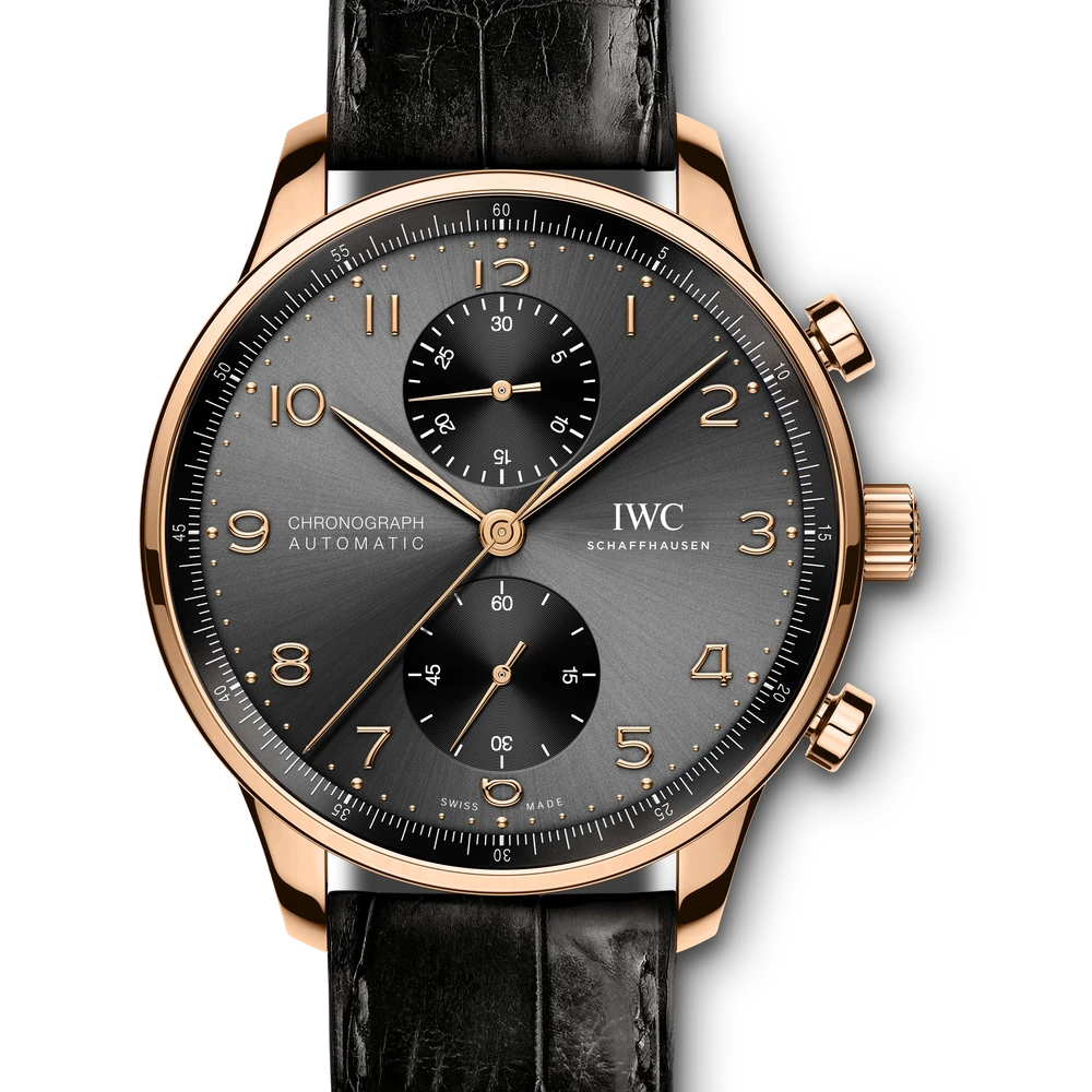 IWC Portugieser Chronograph, 18 ct 5N gold, grey dial