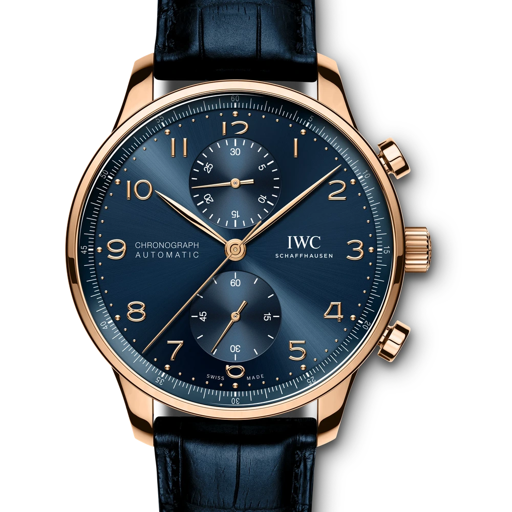 IWC Portugieser Chronograph, 18 ct 5N gold, blue dial