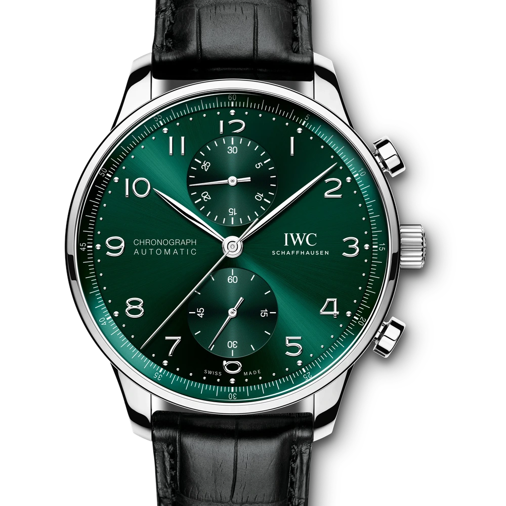 IWC Portugieser Chronograph, Stainless steel, green dial