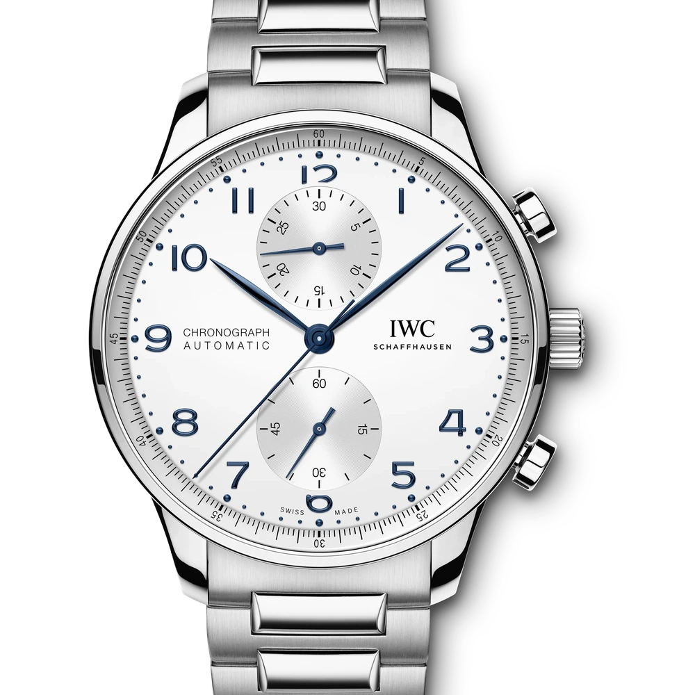 IWC Portugieser Chronograph, Stainless steel, silver plated dial