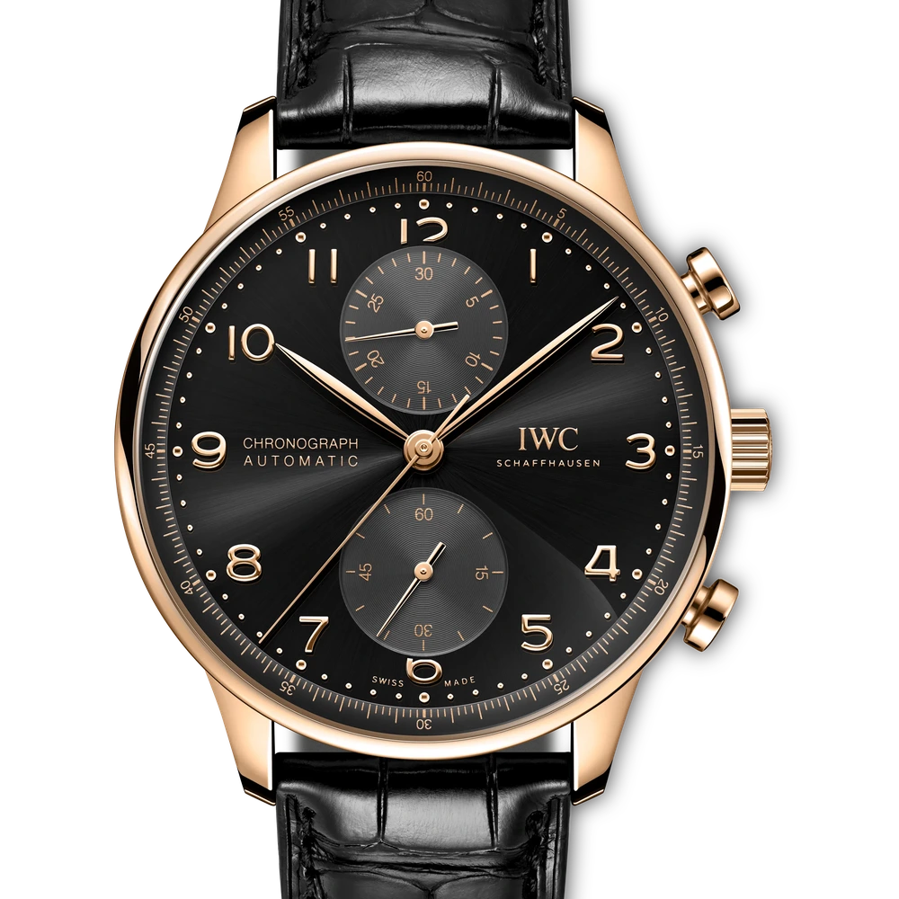 IWC Portugieser Chronograph, 18 ct 5N gold, black dial
