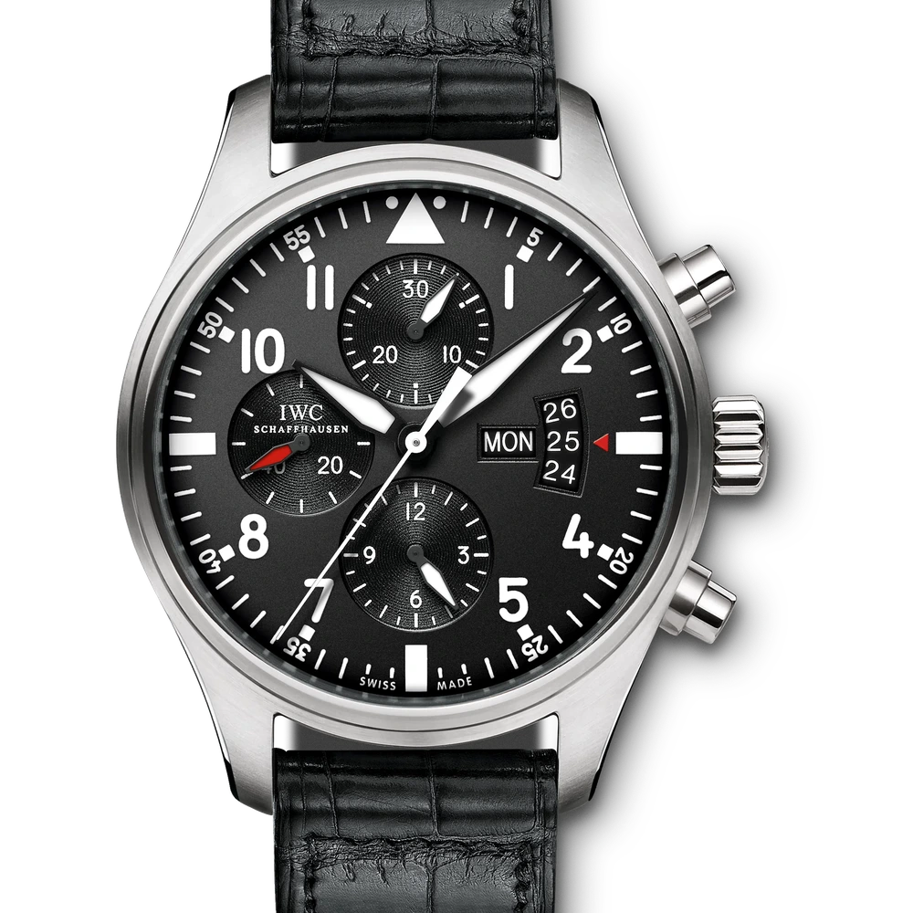 IWC Pilot's Watch Chronograph, Stainless steel, black dial
