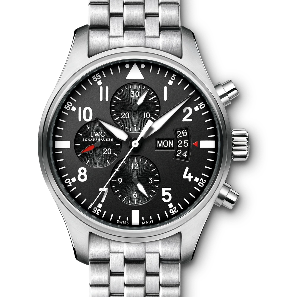 IWC Pilot's Watch Chronograph, Stainless steel, black dial