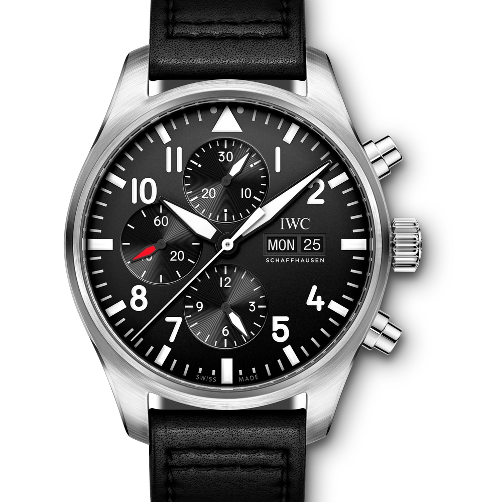 IWC Pilot's Watch Chronograph, Stainless steel, black dial