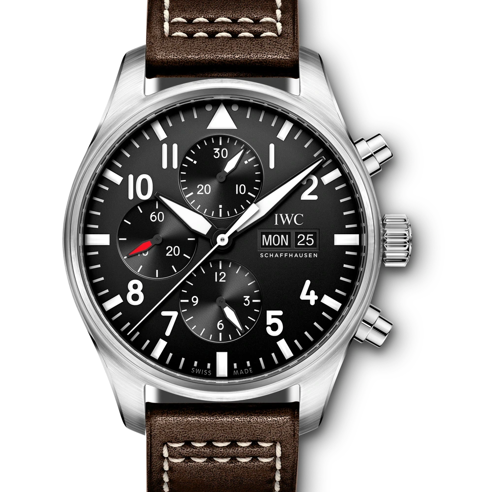 IWC Pilot's Watch Chronograph, Stainless steel, black dial