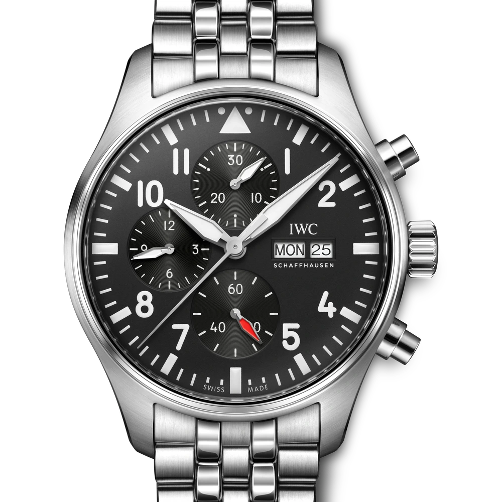 IWC Pilot's Watch Chronograph, Stainless steel, black dial