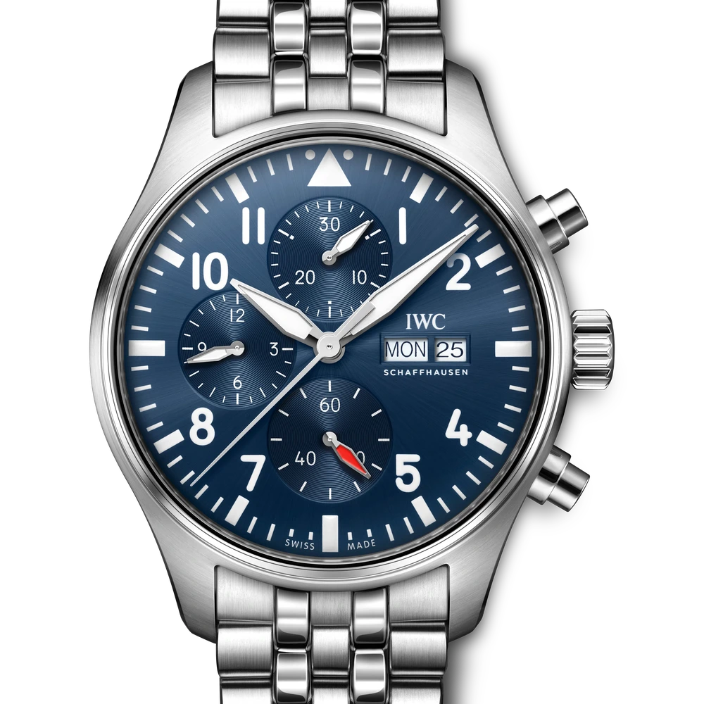 IWC Pilot's Watch Chronograph, Stainless steel, blue dial