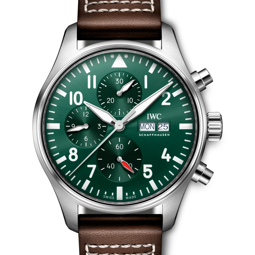 IWC Pilot's Watch Chronograph, Stainless steel, green dial
