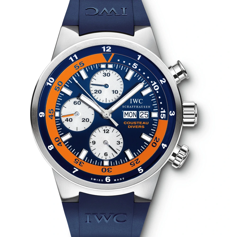 IWC Aquatimer Chronograph "Cousteau Divers", Stainless steel, blue dial