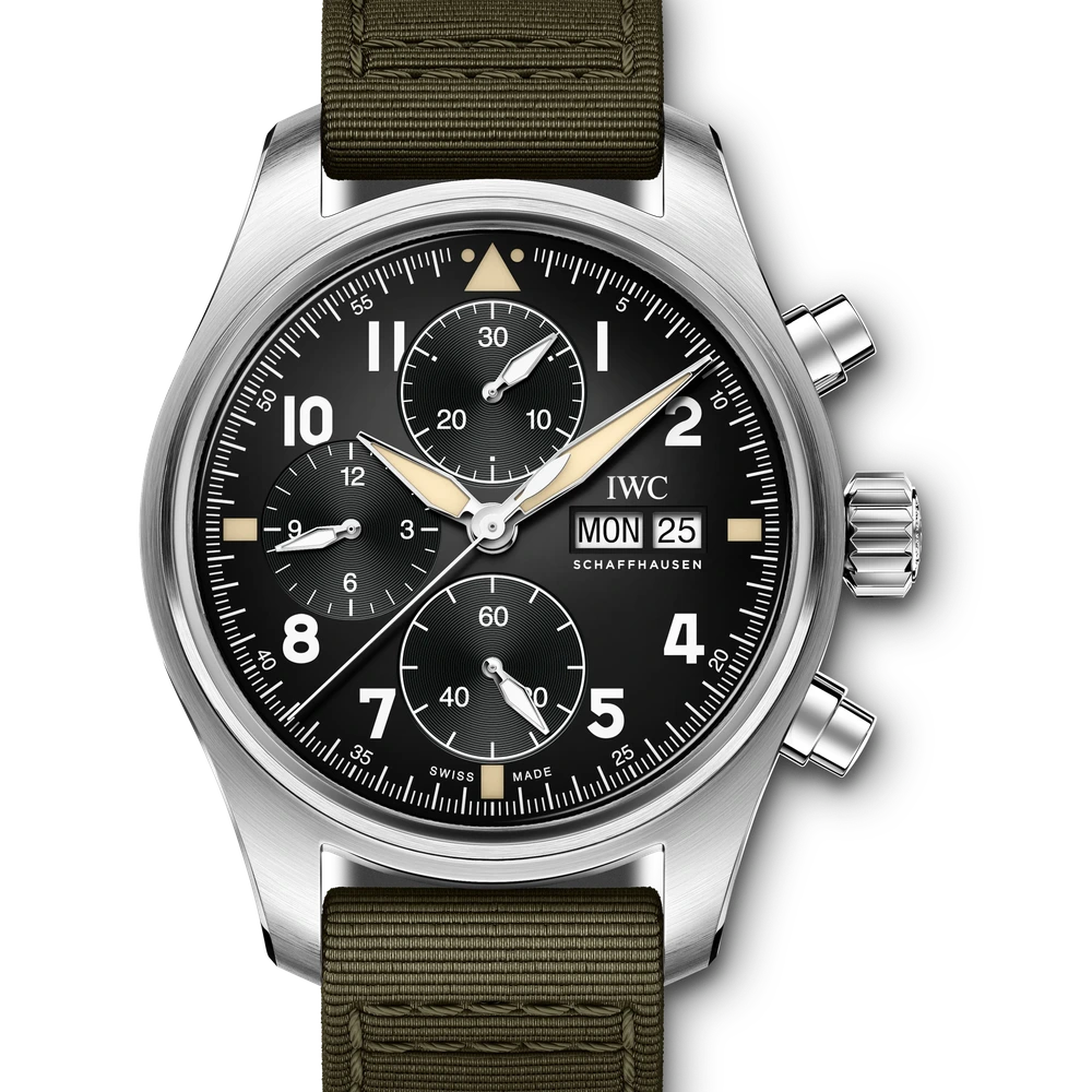 IWC Pilot's Watch Chronograph Spitfire, Stainless steel, black dial