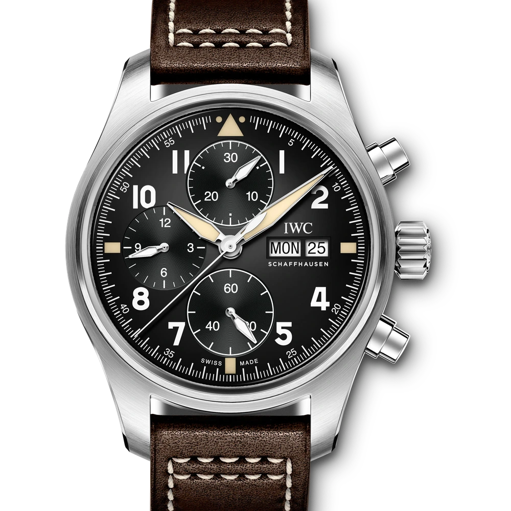 IWC Pilot's Watch Chronograph Spitfire, Stainless steel, black dial