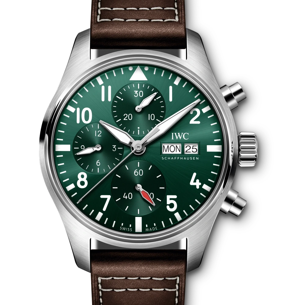 IWC Pilot's Watch Chronograph 41, Stainless steel, green dial