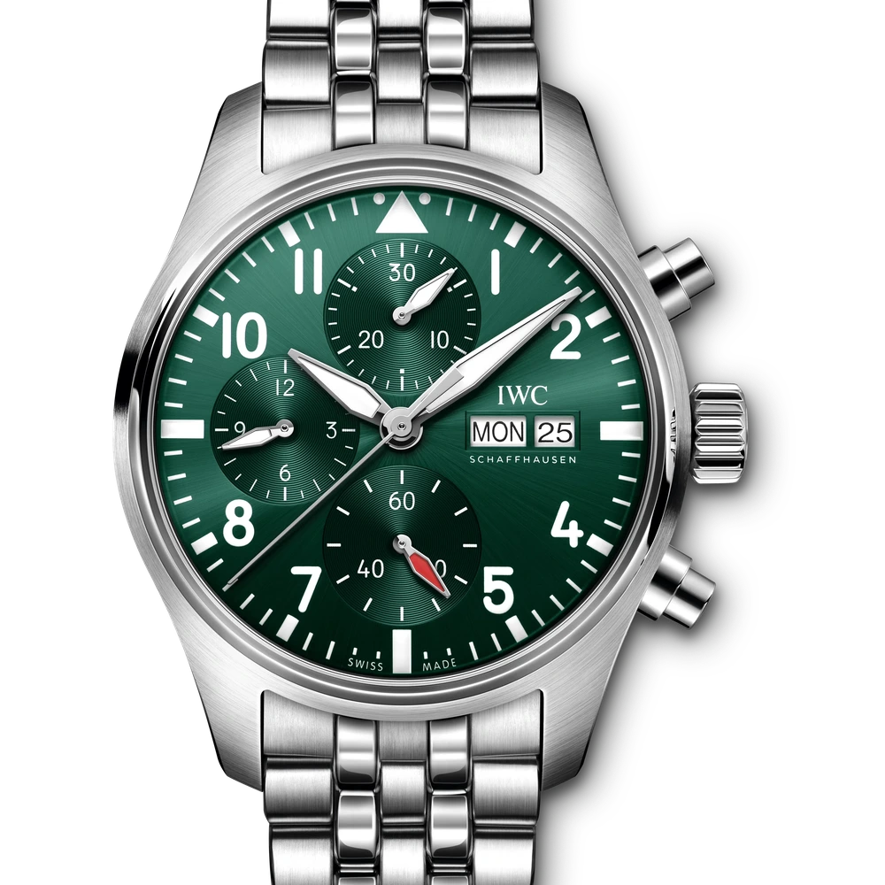 IWC Pilot's Watch Chronograph 41, Stainless steel, green dial