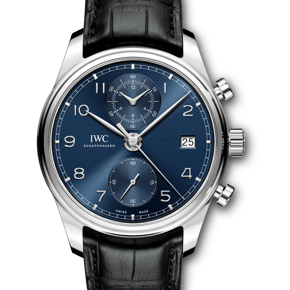 IWC Portugieser Chronograph Classic, Stainless steel, blue dial