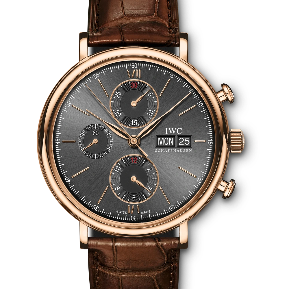 IWC Portofino Chronograph, 18 ct 5N gold, grey dial
