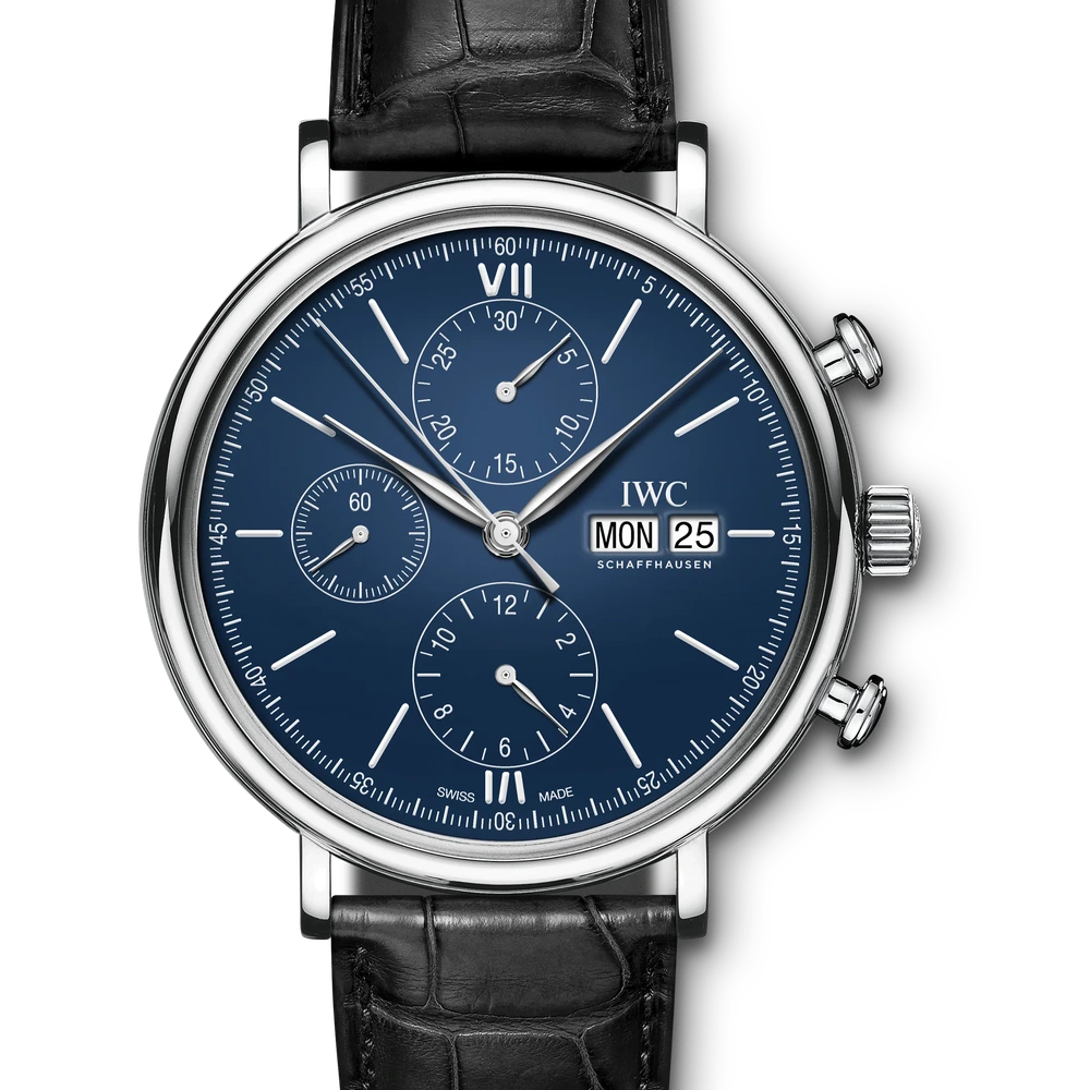IWC Portofino Chronograph Edition "150 Years", Stainless steel, blue dial