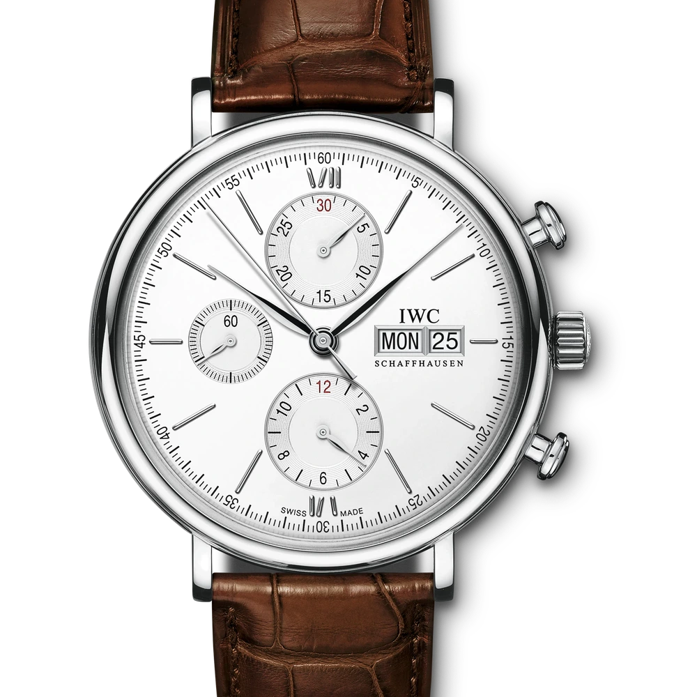 IWC Portofino Chronograph, Stainless steel, silver plated dial
