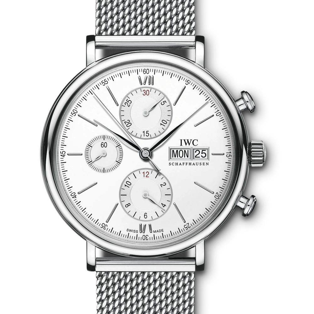 IWC Portofino Chronograph, Stainless steel, silver plated dial