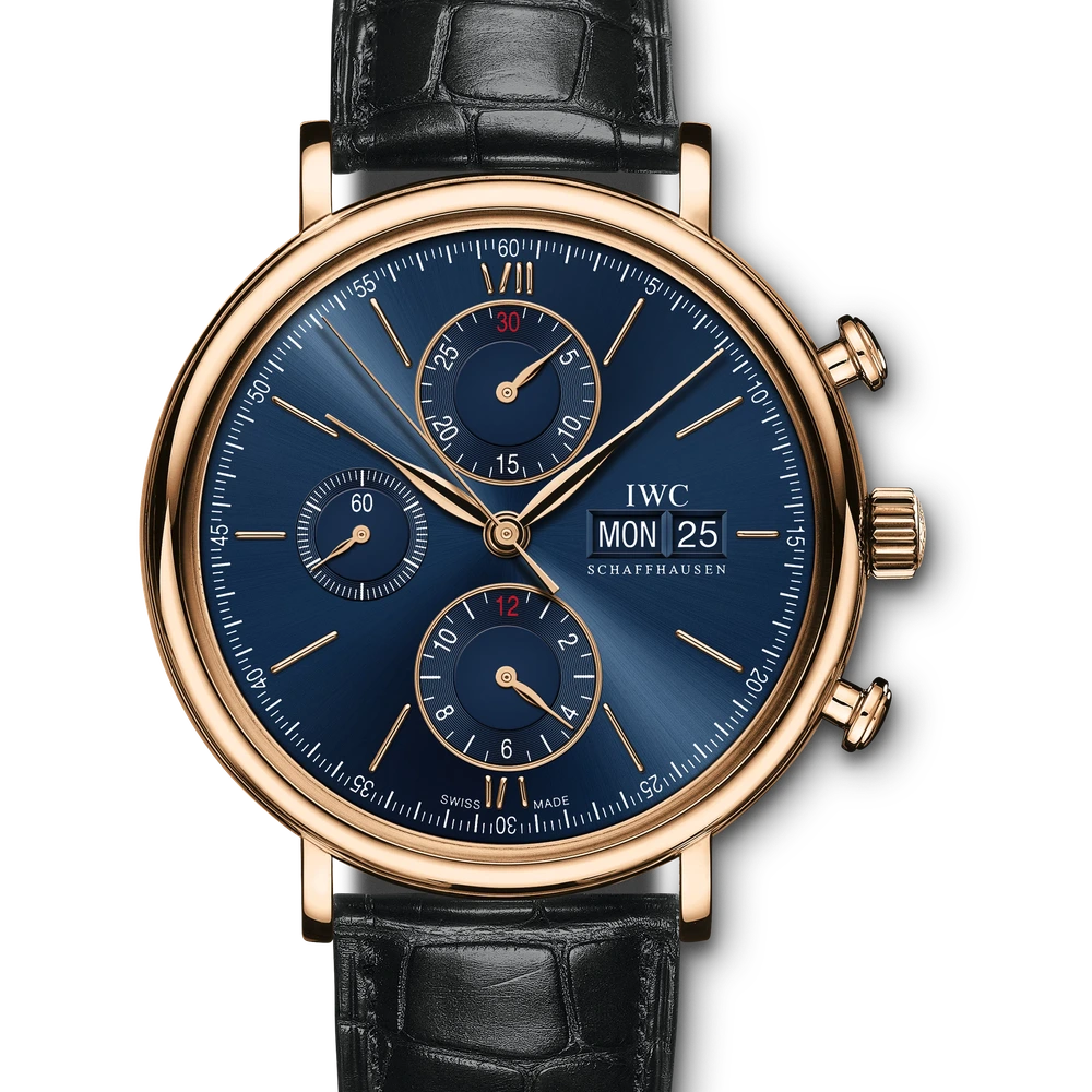 IWC Portofino Chronograph, 18 ct 5N gold, blue dial