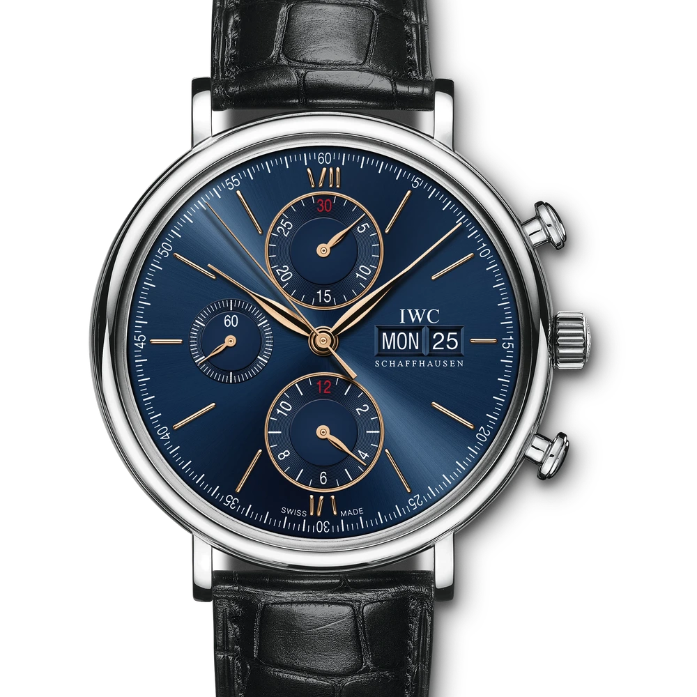 IWC Portofino Chronograph, Stainless steel, blue dial
