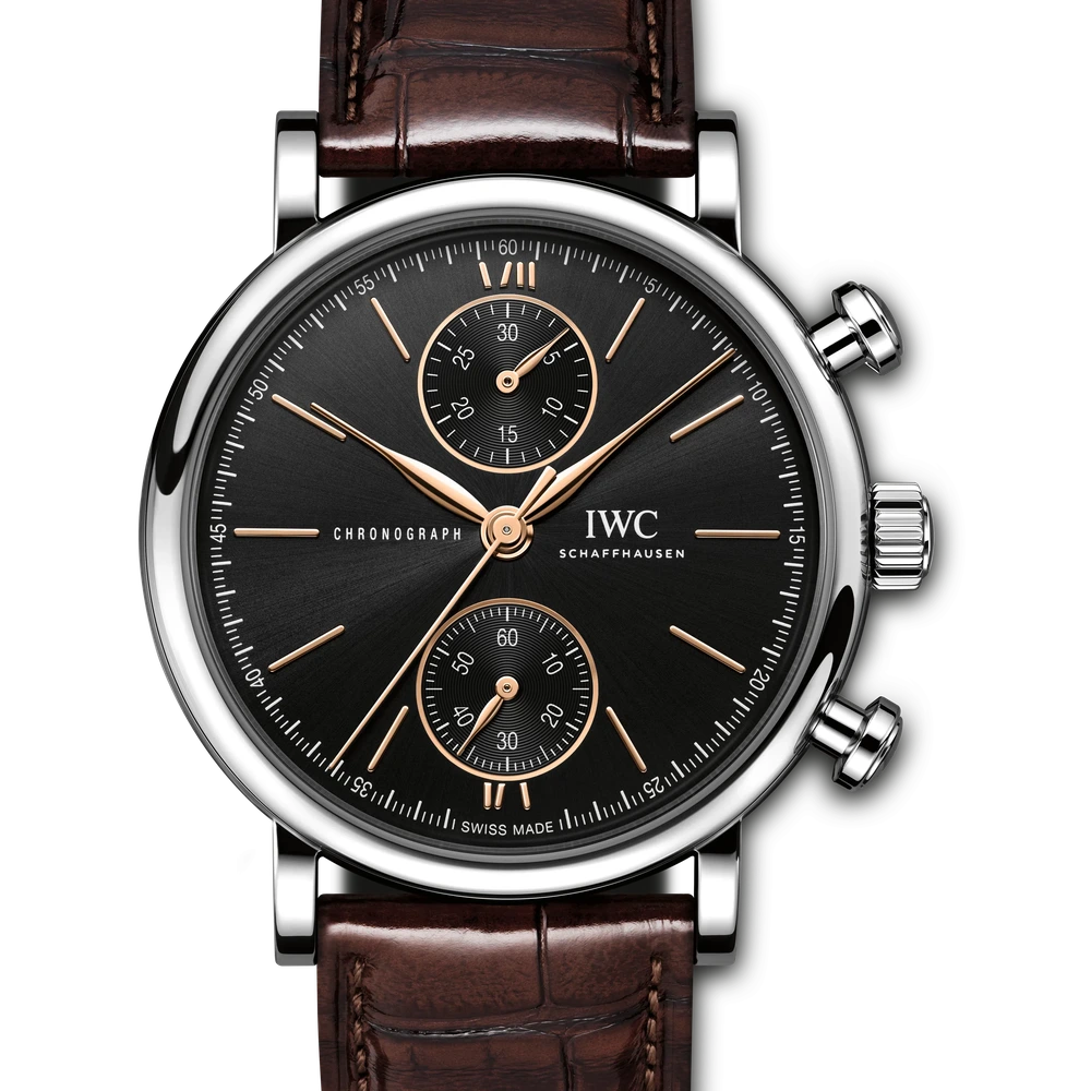 IWC Portofino Chronograph 39, Stainless steel, black dial