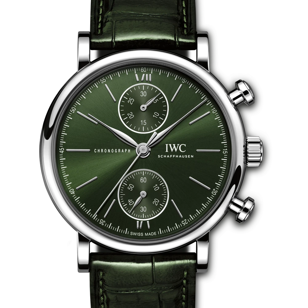 IWC Portofino Chronograph 39, Stainless steel, green dial