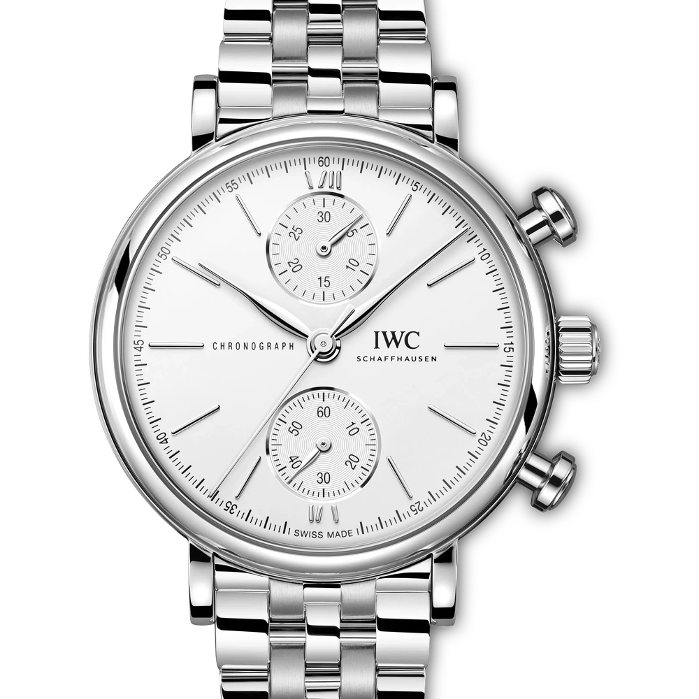 IWC Portofino Chronograph 39, Stainless steel, white dial