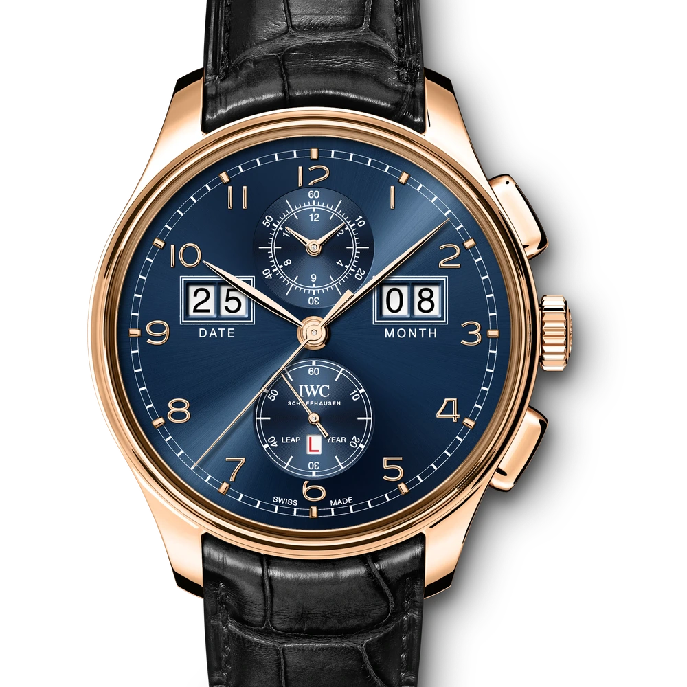 IWC Portugieser Perpetual Calendar Digital Date-Month, 18 ct 5N gold, blue dial